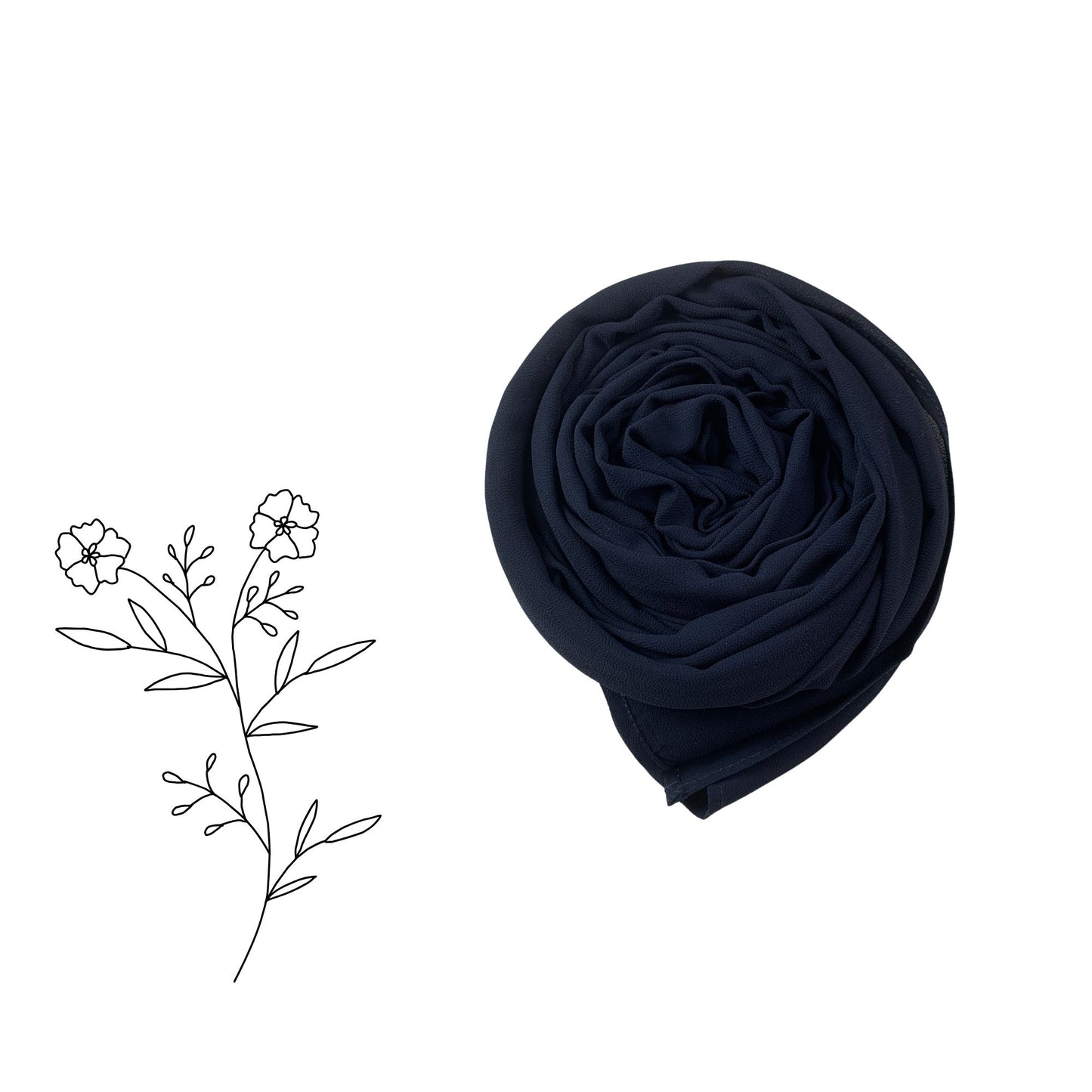 Premium Korean Chiffon Hijab – Very Dark Blue Almost Black Soft Elegant Lightweight