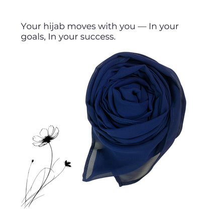 Korean Chiffon Hijab – Deep Blue | Soft, Lightweight & Premium Quality