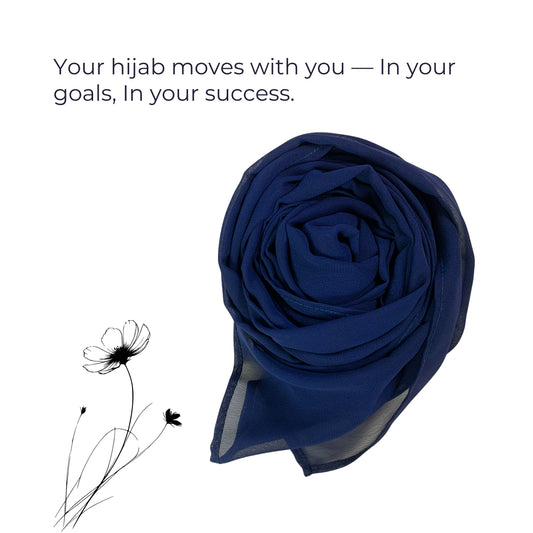 Korean Chiffon Hijab – Deep Blue | Soft, Lightweight & Premium Quality