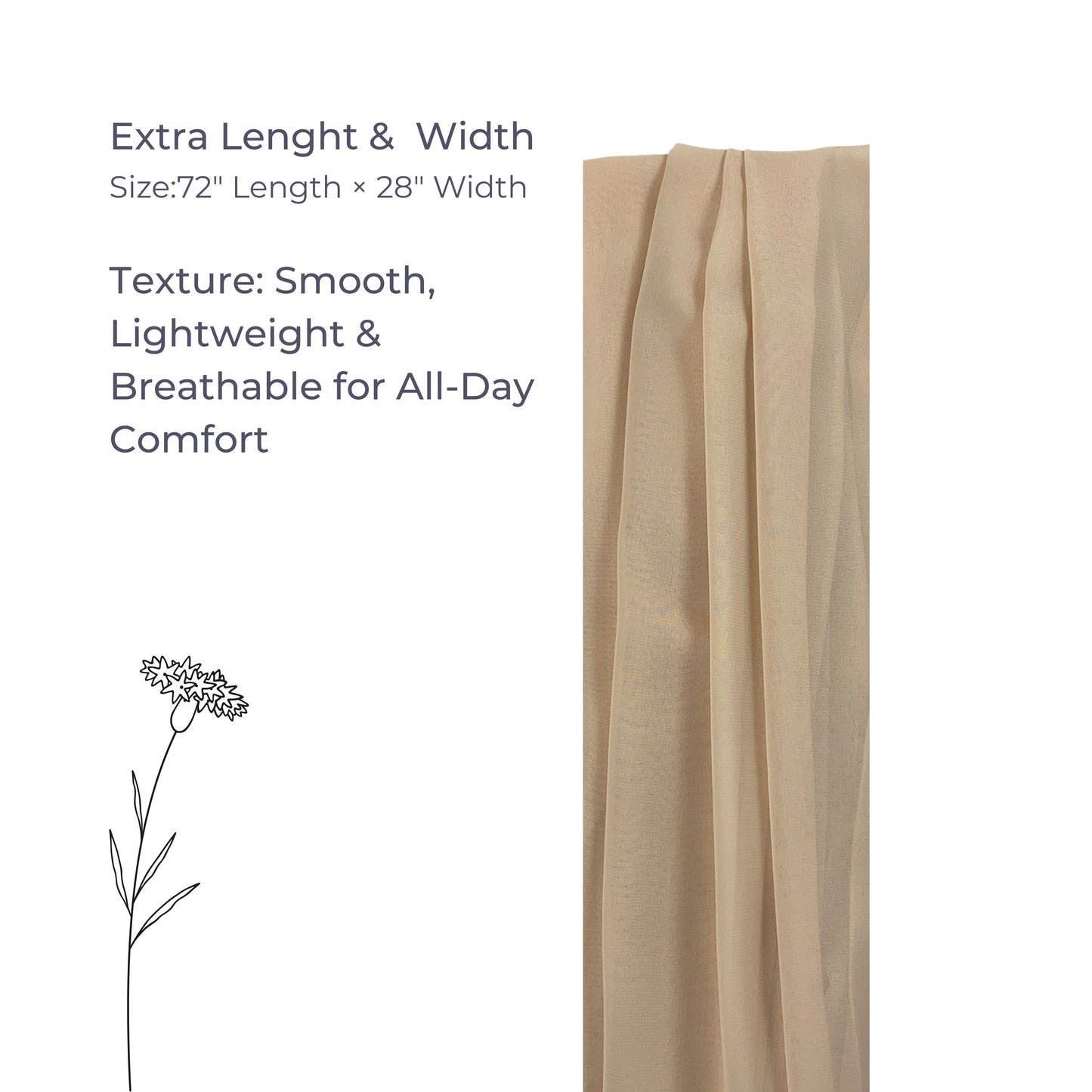 Korean Chiffon Hijab – Desaturated Beige | Soft, Lightweight & Premium Quality