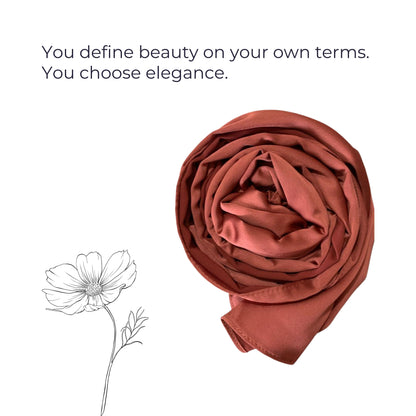 Korean Silk Hijab – Deep Orange Brown | Soft, Lightweight, & Premium Quality