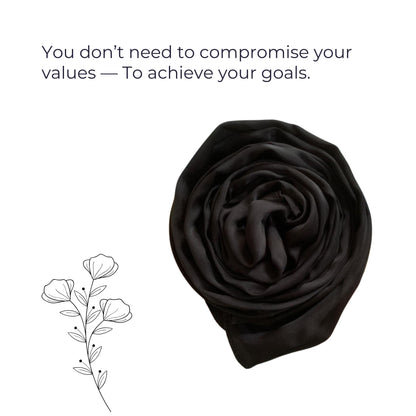 Korean Silk Hijab – Black | Soft, Lightweight, Non-Slip & Premium Quality