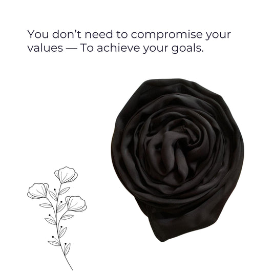 Korean Silk Hijab – Black | Soft, Lightweight, Non-Slip & Premium Quality