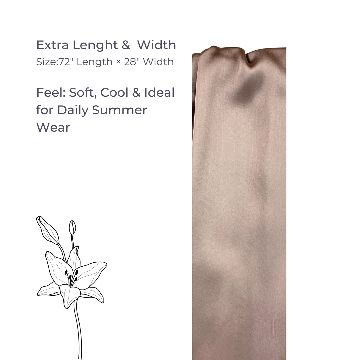 Korean Silk Hijab – Muted Brown | Soft, Lightweight, Non-Slip & Premium Quality