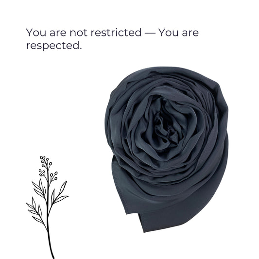 Korean Silk Hijab – Muted Blue Grey | Soft, Lightweight, Non-Slip & Premium Quality