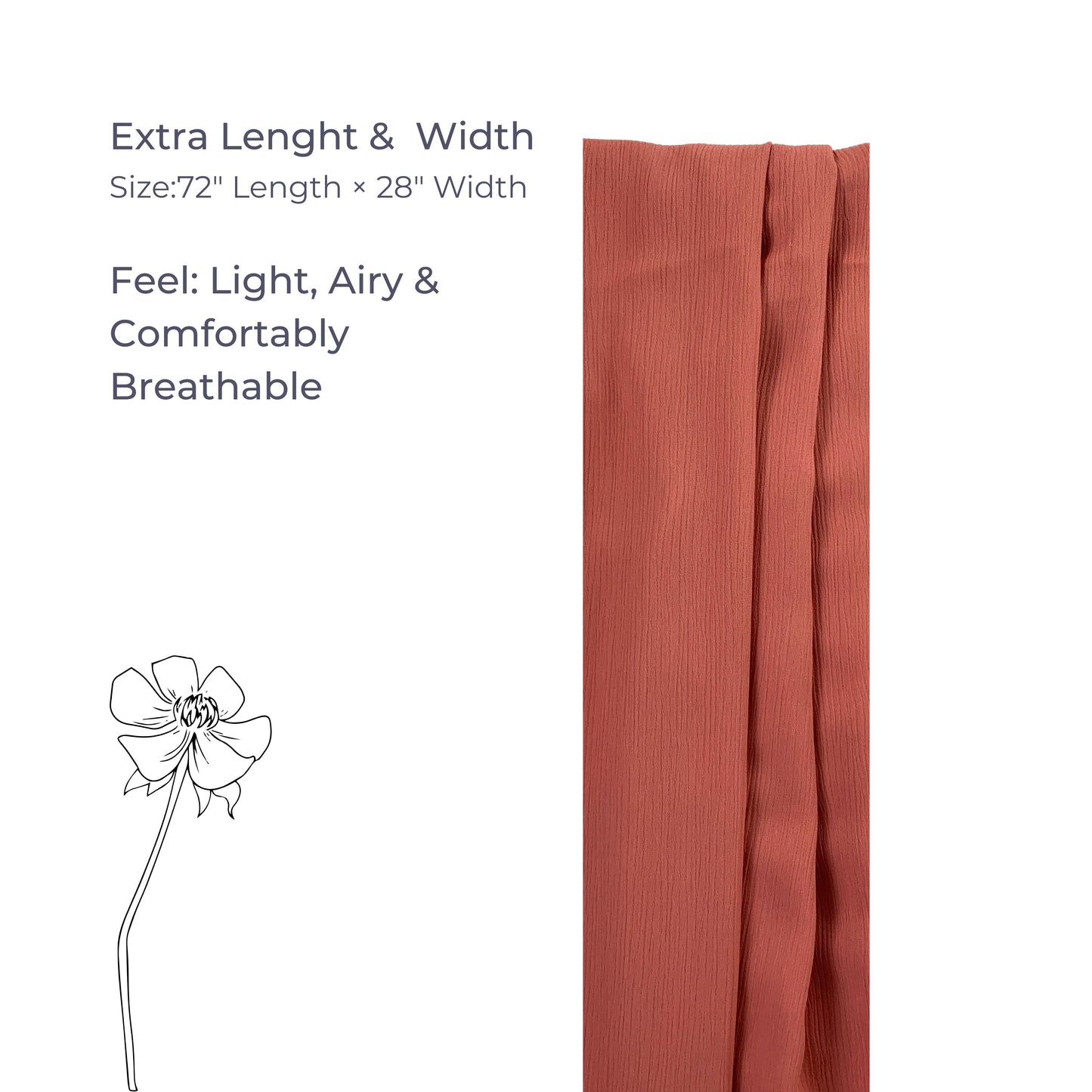 Crinkle Hijab – Dusty Salmon Pink | Soft, Lightweight, Non-Slip & Premium Quality